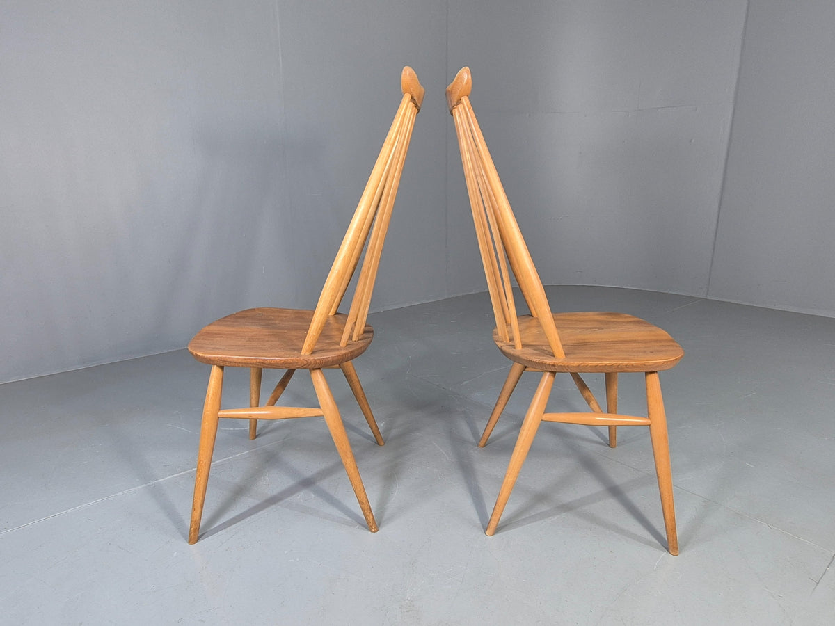2 Vintage Ercol Goldsmith Dining Chairs Blonde Wood Frame 1970s Retro EB12984