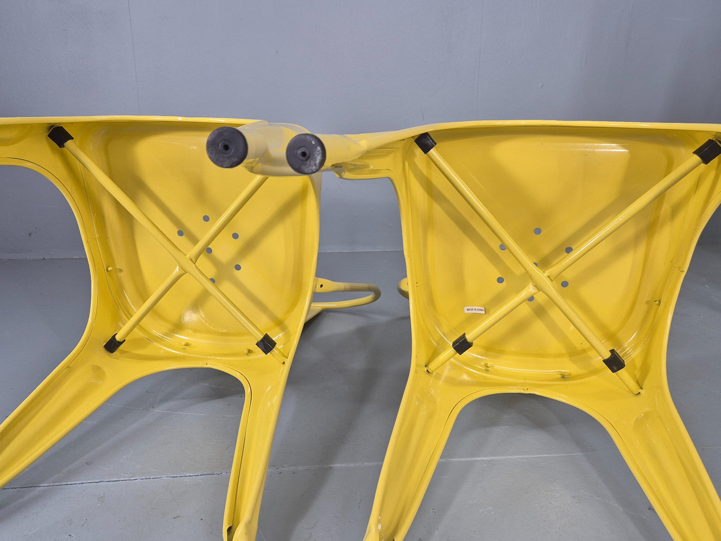 6 Yellow Tolix Stlye Stacking Chair VG Condition Vintage Industrial  EB12579
