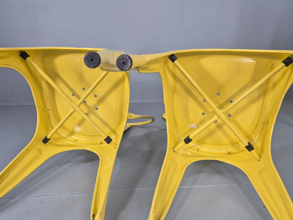 6 Yellow Tolix Stlye Stacking Chair VG Condition Vintage Industrial  EB12579