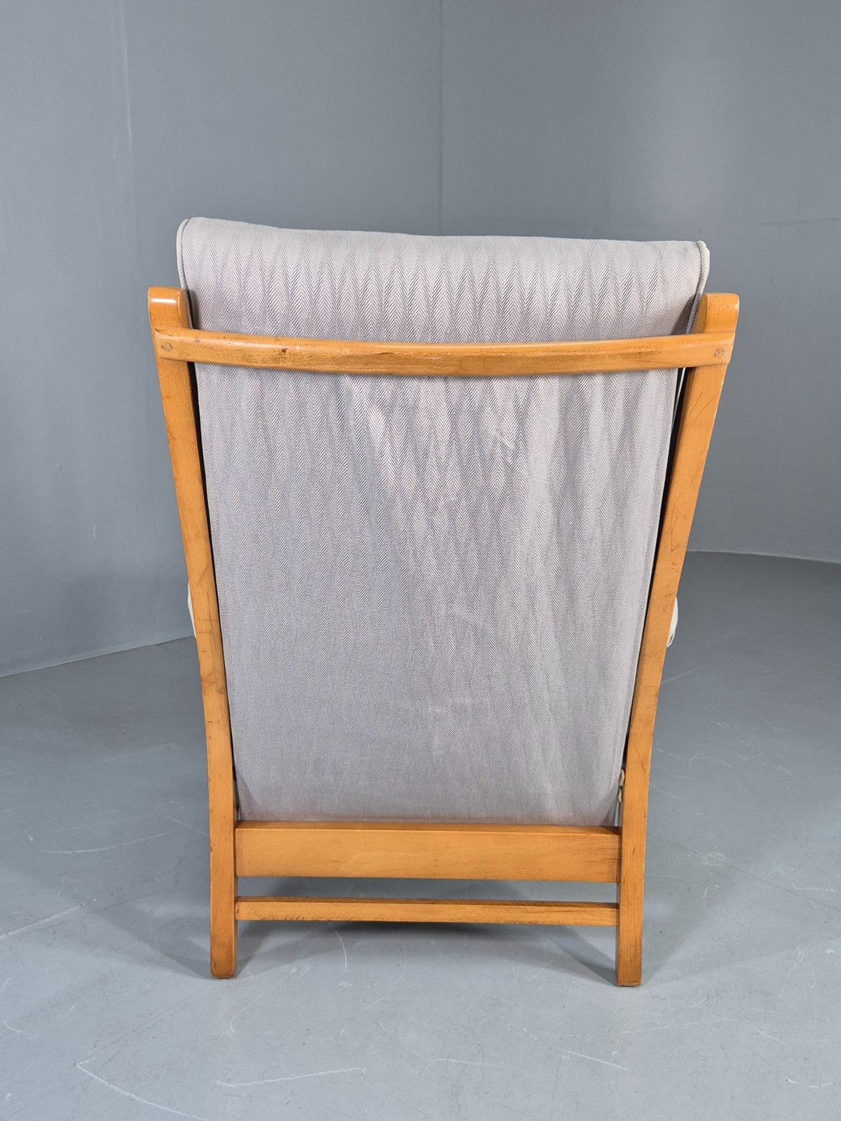 Vintage Cintique Lounge Chair Beech Frame Mid Century Retro Blue Fabric EB11947