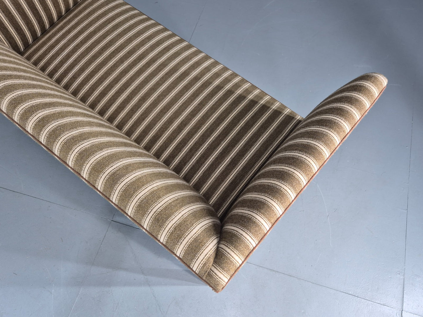 Vintage Danish Art Deco Style 2 Seater Sofa Green and Cream Wool Stripe EB12695