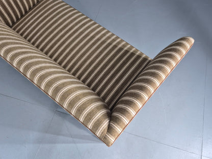 Vintage Danish Art Deco Style 2 Seater Sofa Green and Cream Wool Stripe EB12695
