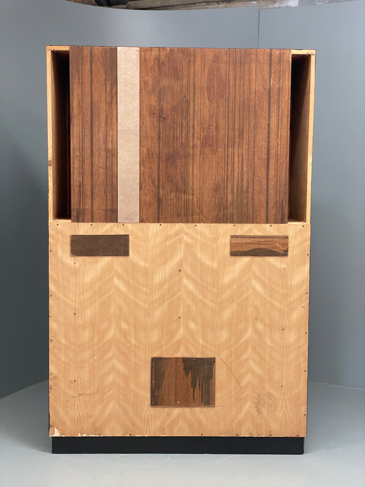 Vintage Danish Wall Unit Mid Century 1960s Tambour Shelving Cabinet Retro 13101