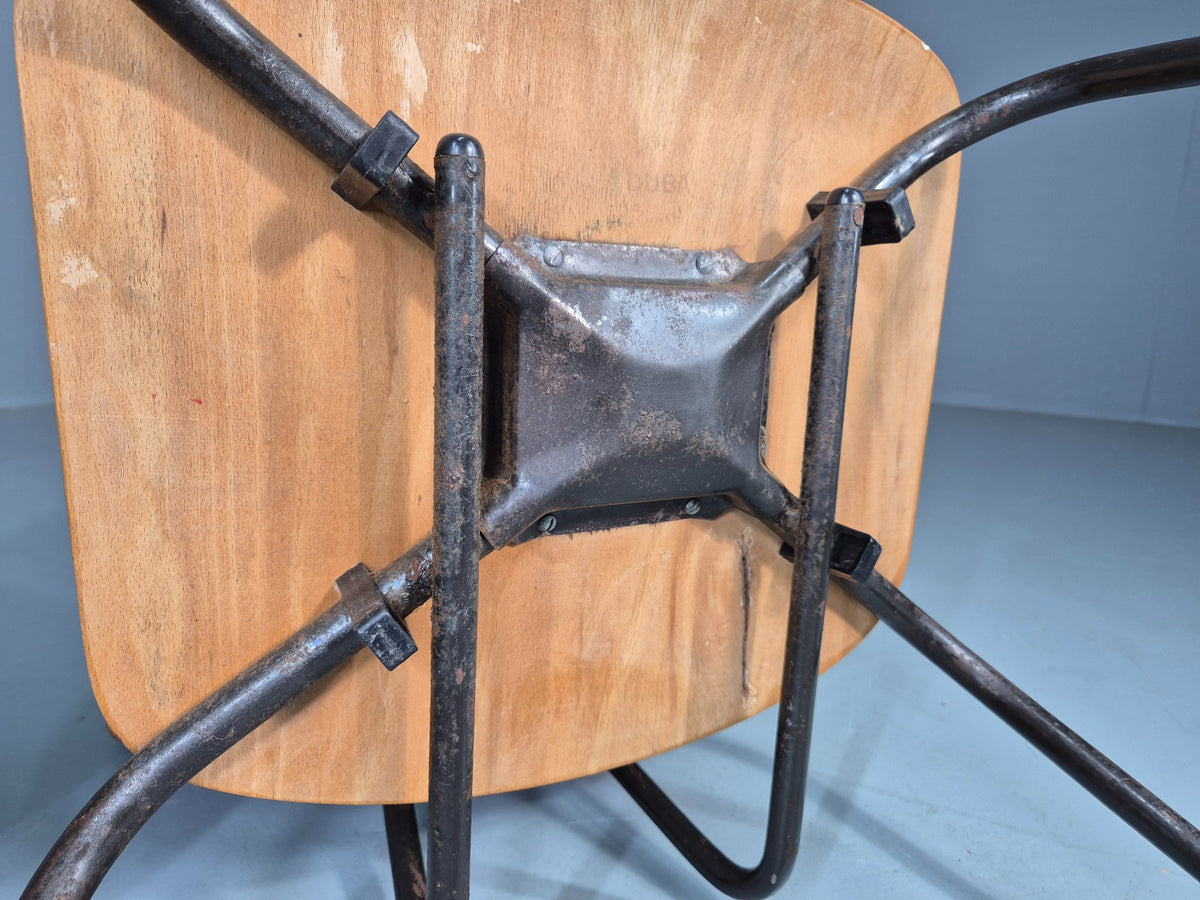 2 Vintage Danish Stacking Chairs Mid Century Industrial Teak Plywood EB13025