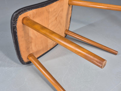 Vintage Mid Century Danish Footstool black vinyl Retro 1960s EB12093