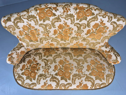Dinky Danish 2 seat Sofa 1970s Glam Gold Floral Moquette Kitsch Retro EB12738
