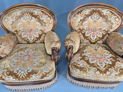 2 Vintage 1970s Danish Lounge Chairs Kitsch Over The Top Retro Gold  EB12723