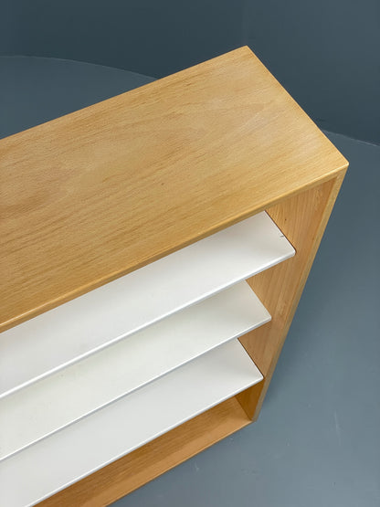 Vintage 1980s Beech Bookcase White Vinyl Base Adjustable Shelving Retro EB13170