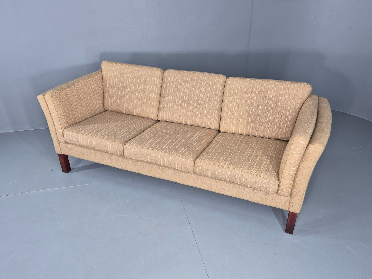 Vintage 3 Seater Sofa Danish Design 1980s Wool upholstery Retro MCM EB12543