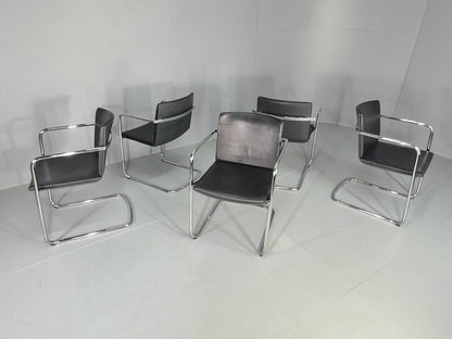 5 Vintage Stacking Chairs Wilkhahn Chrome Cantilever Frames Leather EB12239