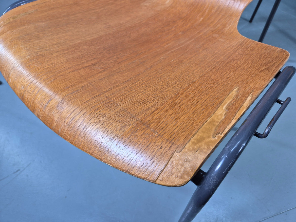 10 Vintage Stacking Chairs Industrial Danish Design Bent Ply Retro MCM EB12657