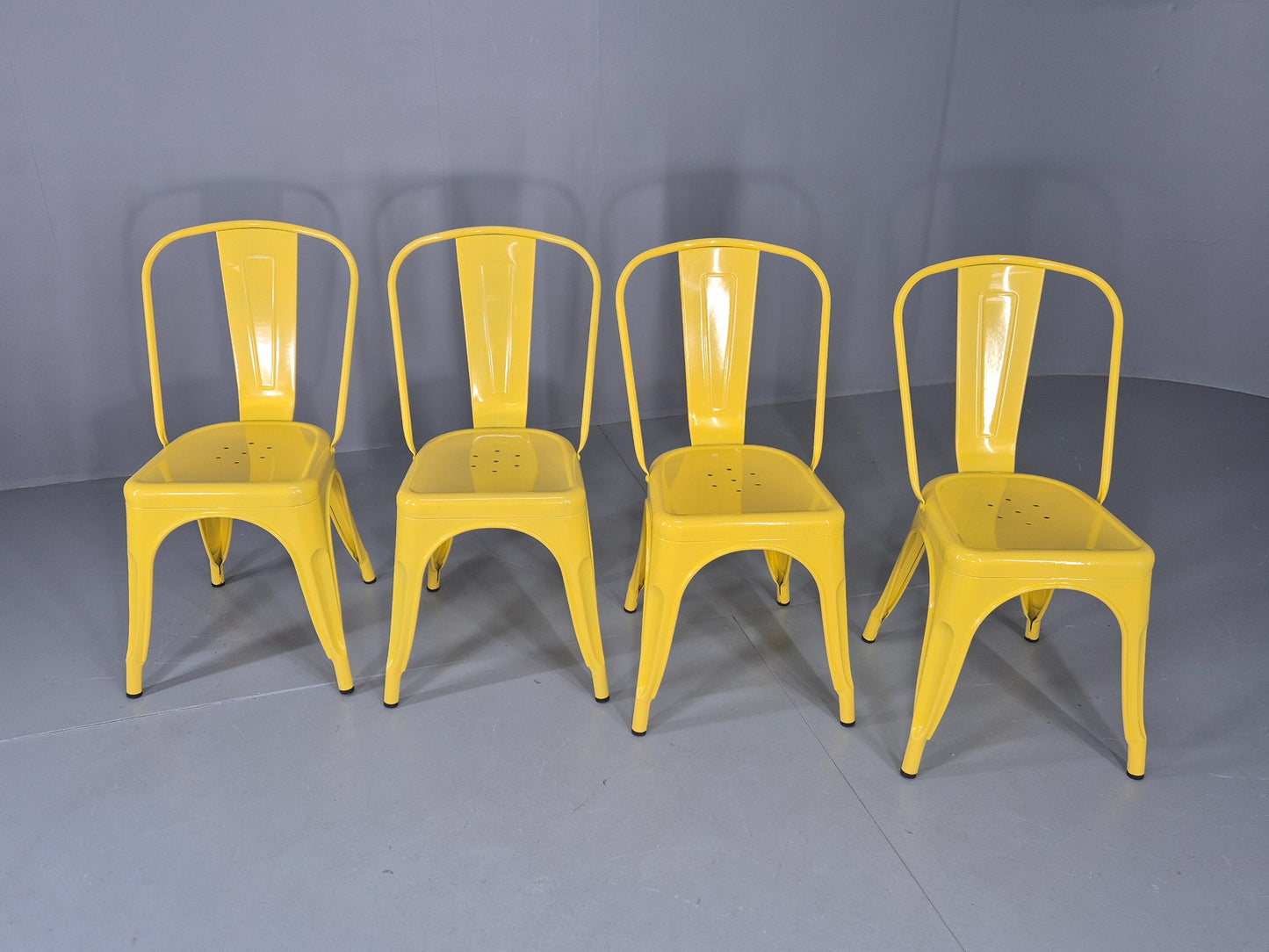 4 Yellow Tolix Stlye Stacking Chair VG Condition Vintage Industrial Eb12593