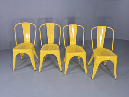 4 Yellow Tolix Stlye Stacking Chair VG Condition Vintage Industrial Eb12593