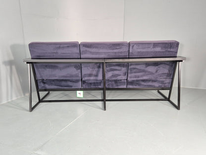 Vintage 3 Seater Sofa Modern Design Orange Box Lossit Purple Velvet  EB12801