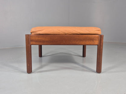 Vintage Danish Mid Century Footstool Leather upholstered Hard Wood Frame EB12009