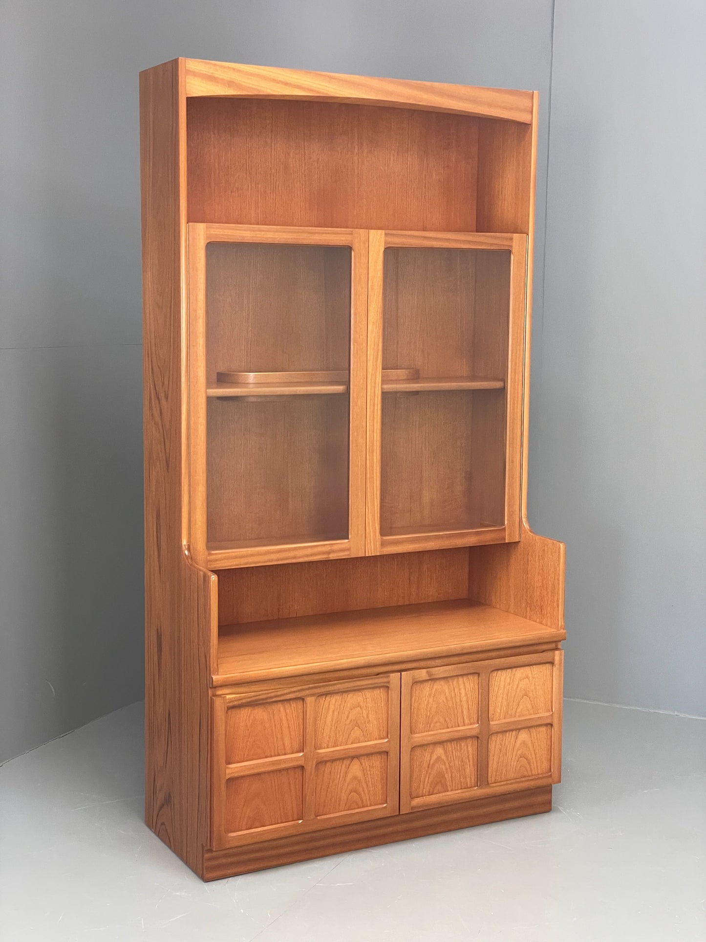 Vintage Nathan Wall Unit Teak Squares 1970s Retro Shelving Glazed EB11968