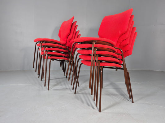 10 Vintage Danish Industrial Chairs Mid Century Upholstered Ply Steel EB12670