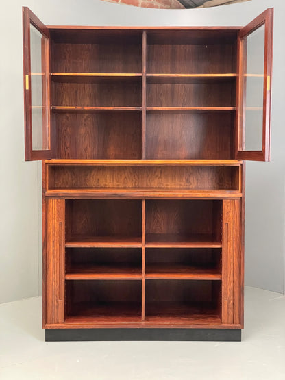 Vintage Danish Wall Unit Mid Century 1960s Tambour Shelving Cabinet Retro 13100