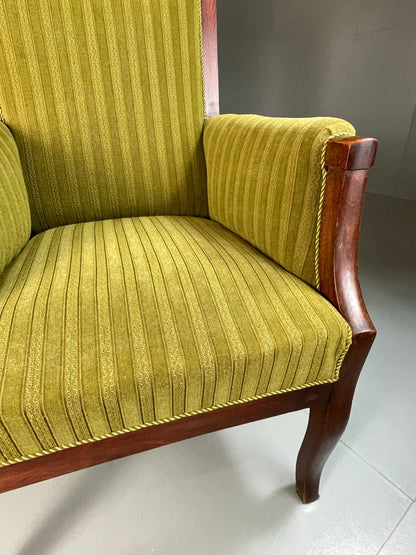 Antique Danish Lounge Chair Throne Type 1900s Green EB04587