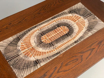 Vintage Coffee Table Tile Topped Oak Retro 1970s Poulsen Style Tiles EB10881