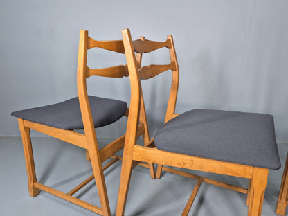5 Vintage Kjaernulf Style Dining Chairs Oak Frame New Seats 1970s Retro EB12141