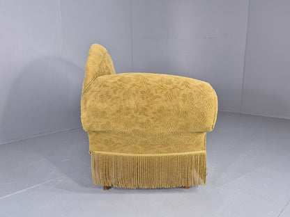 Vintage Danish Art Deco Chaise Lounge Green Moquette Tassels and Curves EB12765