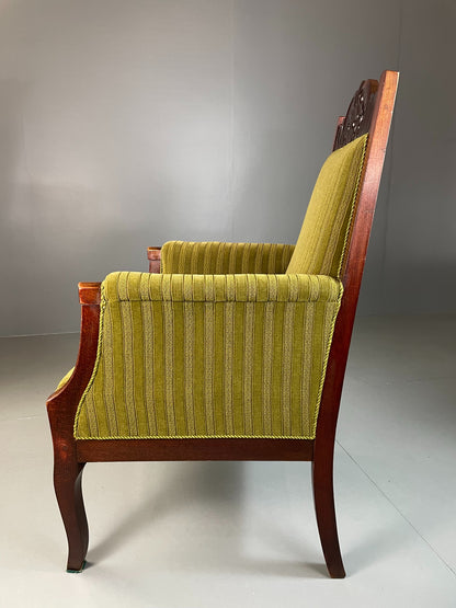 Antique Danish Lounge Chair Throne Type 1900s Green EB04587