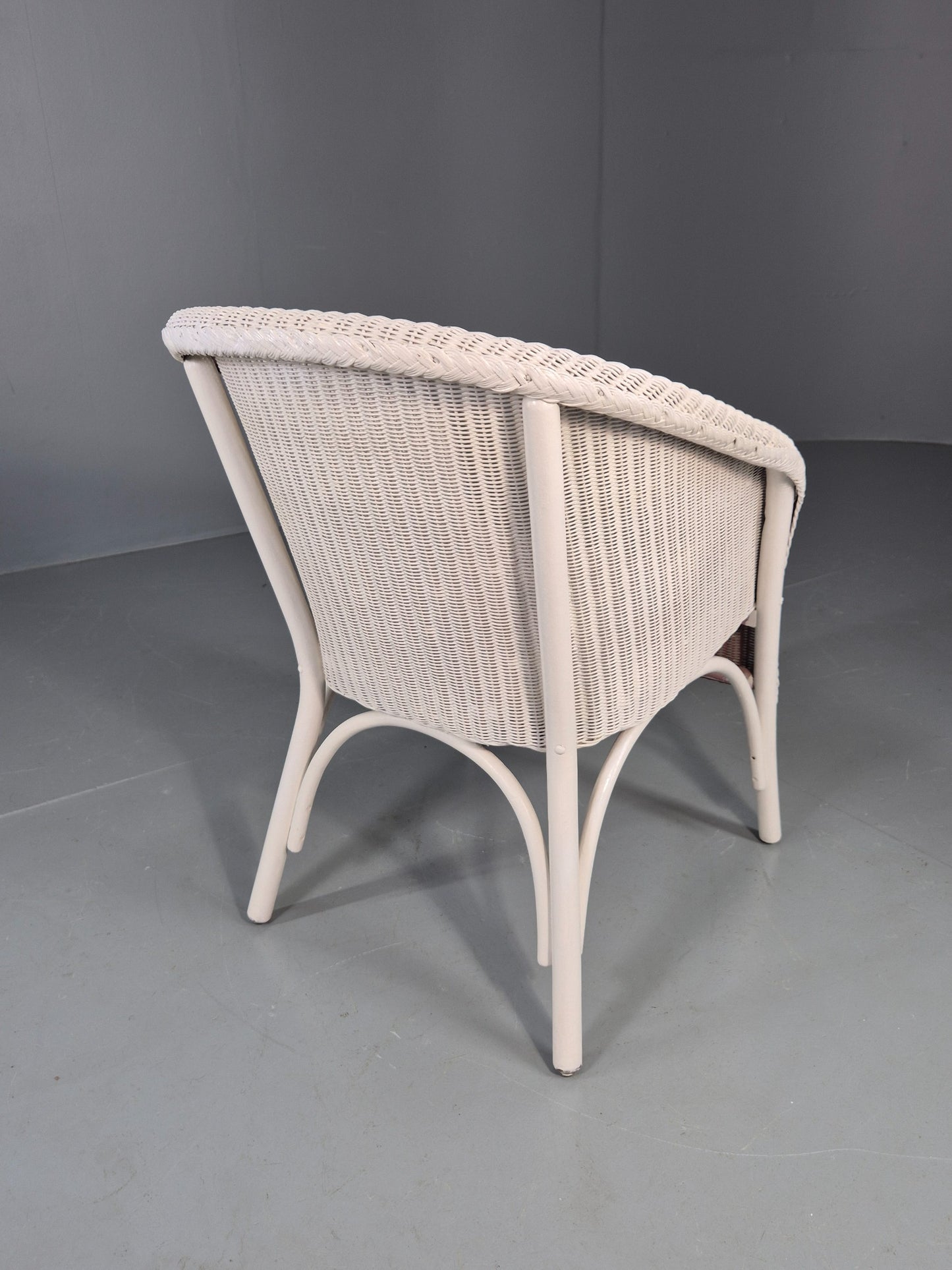 Vintage Lloyd Loom Tub Chair Lusty Brand white Painted 1930s Retro EB12548