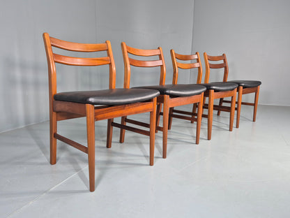 4 Vintage Jentique Dining Chairs Teak Frames Black Vinyl 60s RETRO MCM EB1195