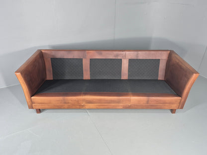 Vintage 3 seater sofa Danish Brown Leather 1970s Mid Century Retro EB10498