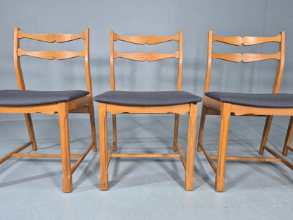 5 Vintage Kjaernulf Style Dining Chairs Oak Frame New Seats 1970s Retro EB12141
