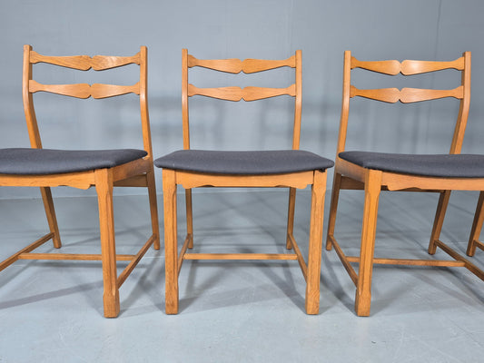 5 Vintage Kjaernulf Style Dining Chairs Oak Frame New Seats 1970s Retro EB12141