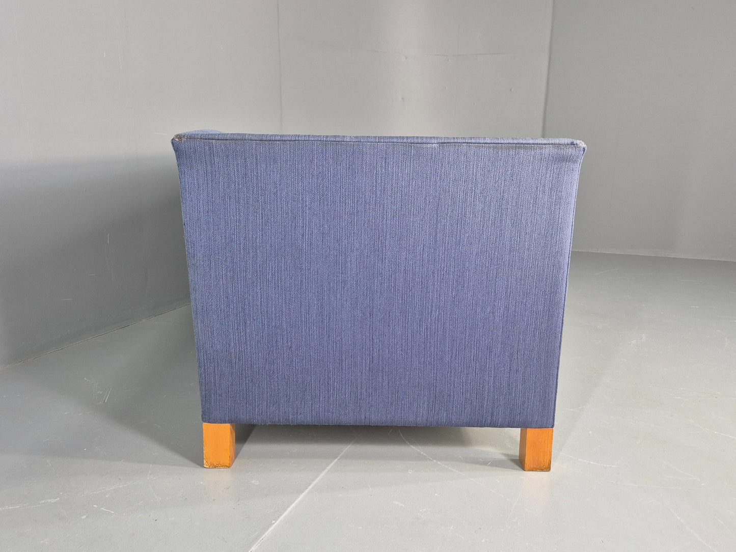 Vintage Danish Mid Century 3 Seater Sofa Original Blue Wool 1950s Retro EB12371