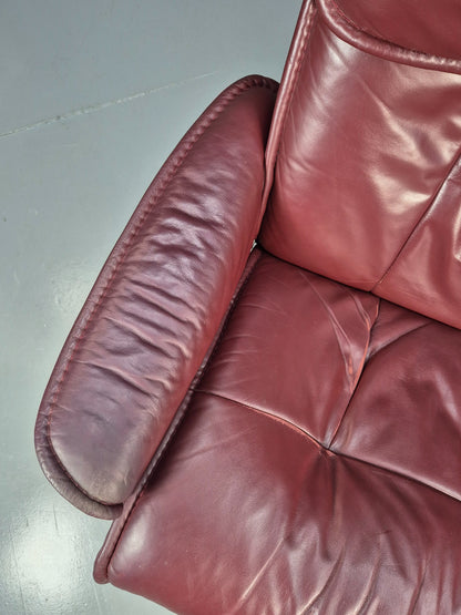 Vintage Ekornes Stressless Swivel Recline Chair Leather Bentwood EB8491