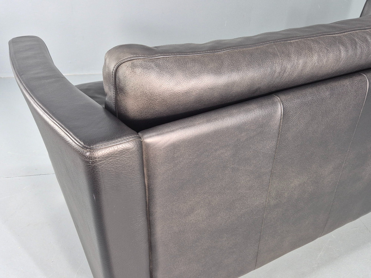 Vintage Stouby 2 Seater Sofa Black Leather 2000s Retro MCM  Quality EB12435