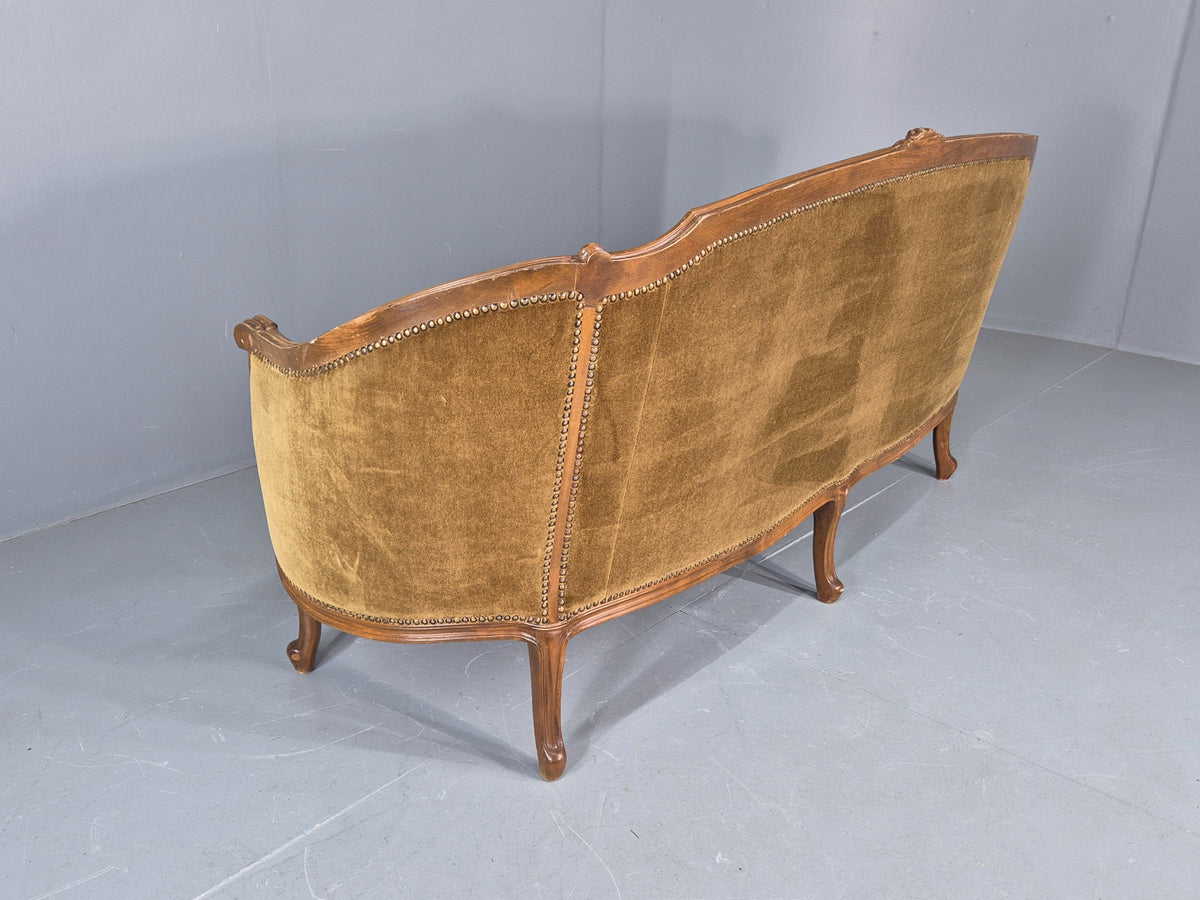 Vintage Danish 1950s 3 Seat Sofa with French Rococo Stylings Retro EB12767