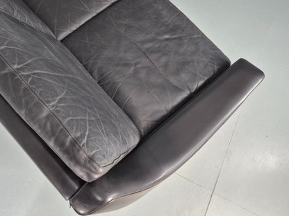 Vintage Mid Century 3 Seater Sofa Black Leather Danish 1960s Retro EB10403
