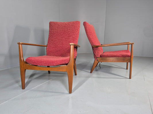2 Vintage Lounge Chairs Parker Knoll Beech Frames PK988 1960s Retro EB12914