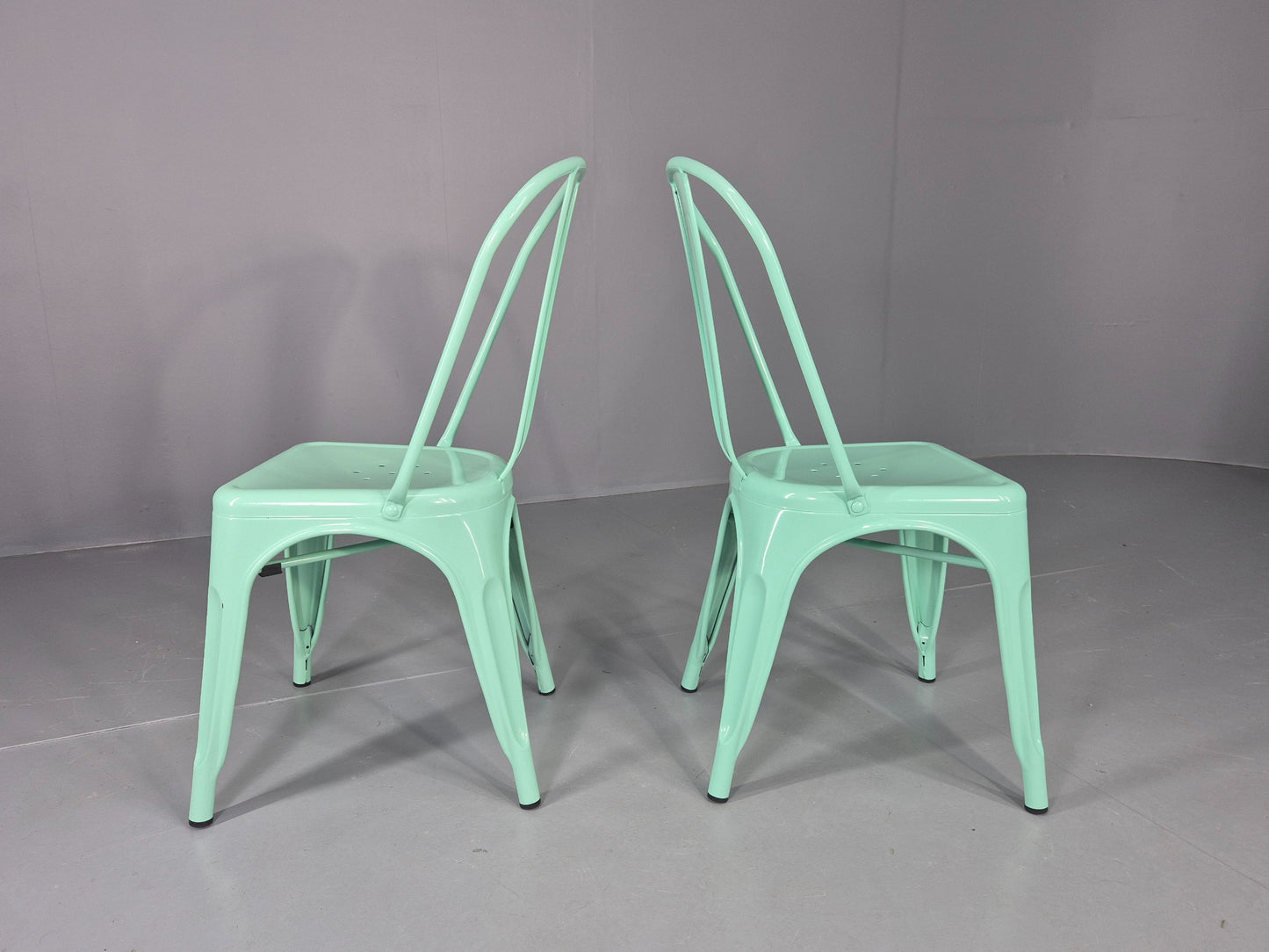 8 Mint Green Tolix Stlye Stacking Chair VG Condition Vintage Industrial EB12578