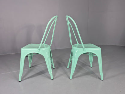 8 Mint Green Tolix Stlye Stacking Chair VG Condition Vintage Industrial EB12578