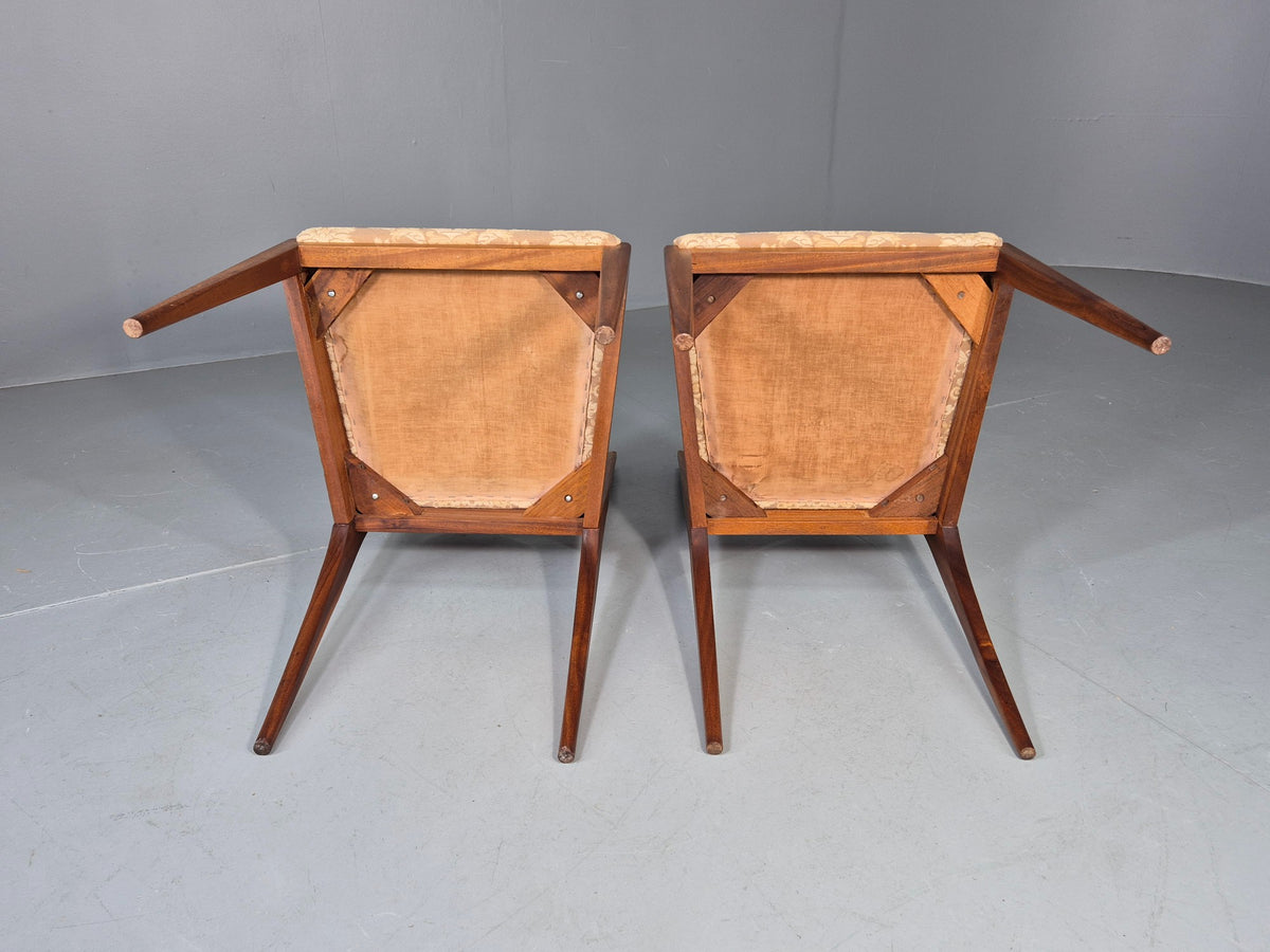 2 Vintage McIntosh Dining Chairs Teak frames Floral Upholstery 1960s EB12862