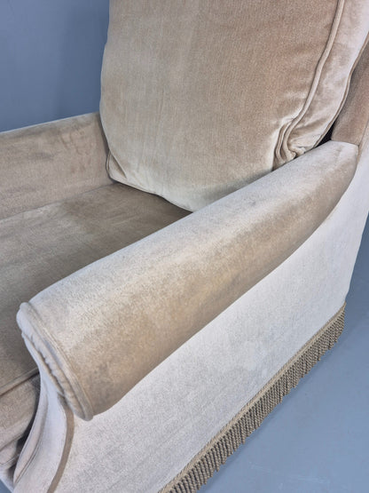 Vintage 1960s Armchair Green Velour Upholstery Mid Century Classical Design EB12471