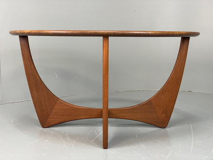 G Plan Astro Coffee Table Round Teak 1960s Mid Century Vintage Glass Top EB12073