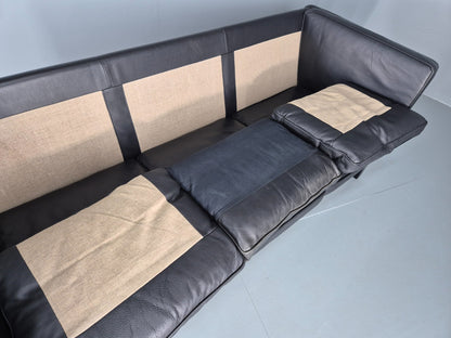 Vintage 3 Seater Sofa Danish Design Black Leather Mid Century Retro EB8627 M3SS