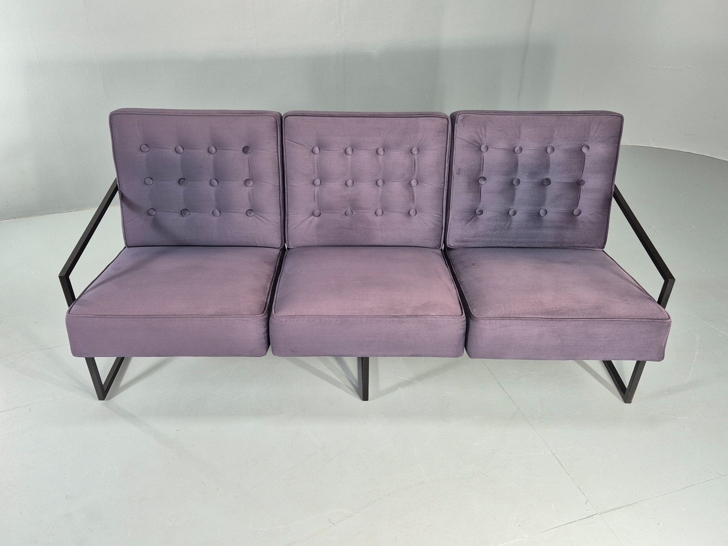 Vintage 3 Seater Sofa Modern Design Orange Box Lossit Purple Velvet  EB12801