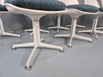 8 Maurice Burke Arkana 1960s Dining Chairs Plastic Alloy Swivel Retro EB11945