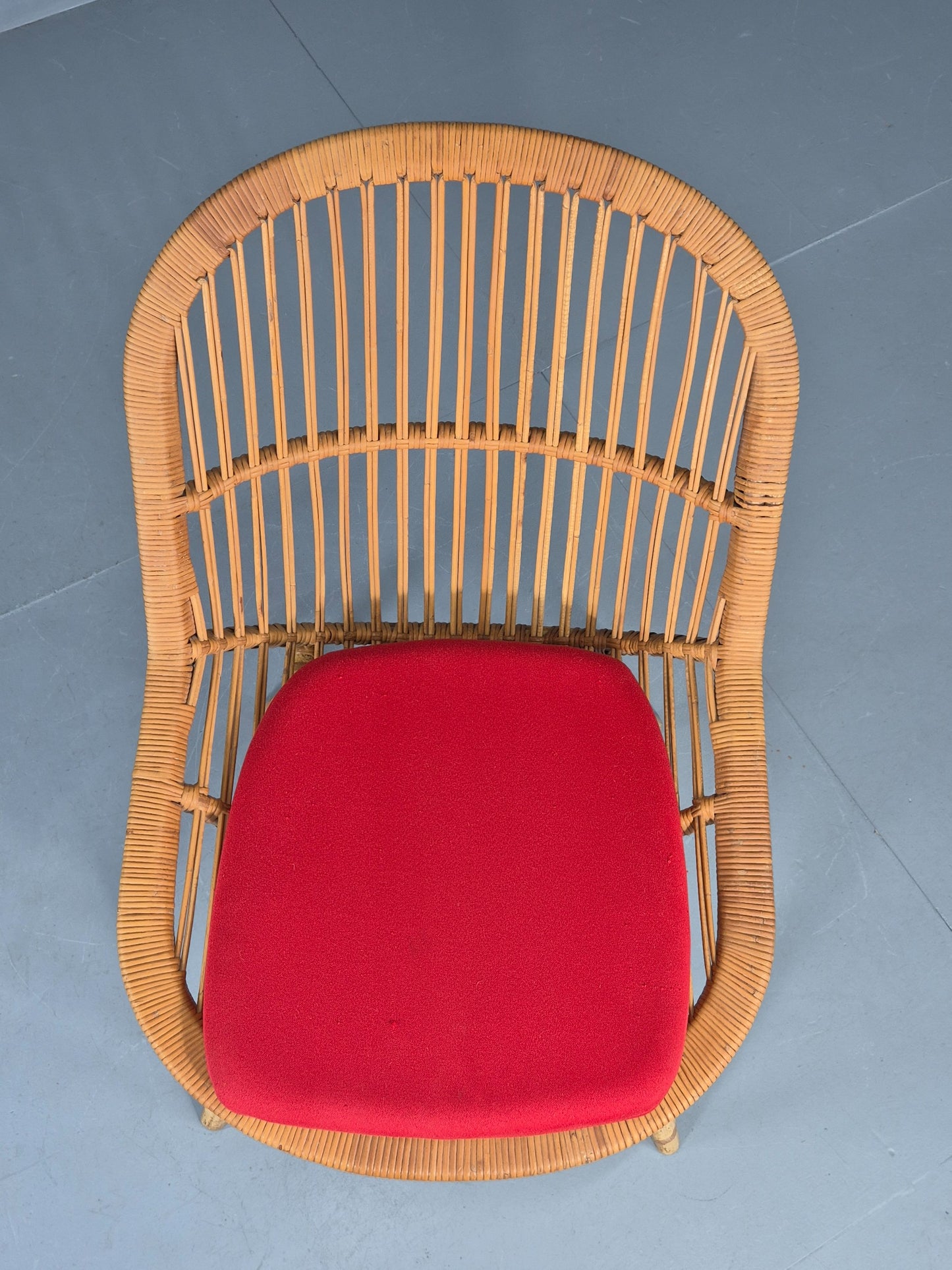 Vintage 1970s Cane Tub Chair New Cushion Retro EB12267