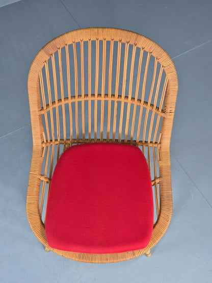 Vintage 1970s Cane Tub Chair New Cushion Retro EB12267