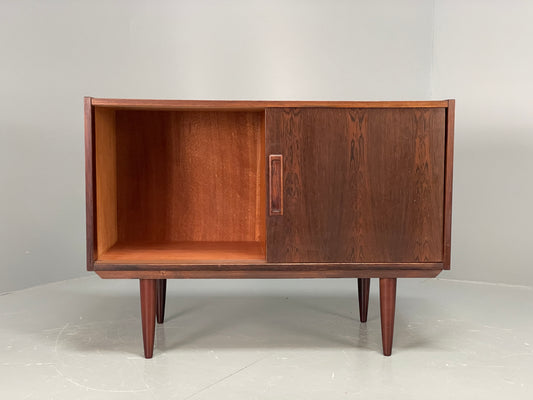 Vintage 1970s Record Cabinet Danish Mid Century Retro Storage Darkwood EB12344