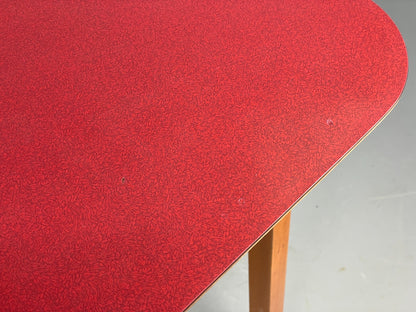 Vintage 1960s Kitchen Table Red Formica Retro Exposed Ply EB12194